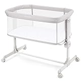 Ezebaby Beistellbett, 2 in1 Baby Bett ab Geburt bis 9 kg, Zustellbett 7 Höhenverstellung, mit Matratze/Faltbare...