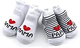 Distinct® Baby Baumwollsocken Süße Socken Ich Liebe Mama + Ich Liebe Papa Neugeborenes Kleinkind Jungen Mädchen...